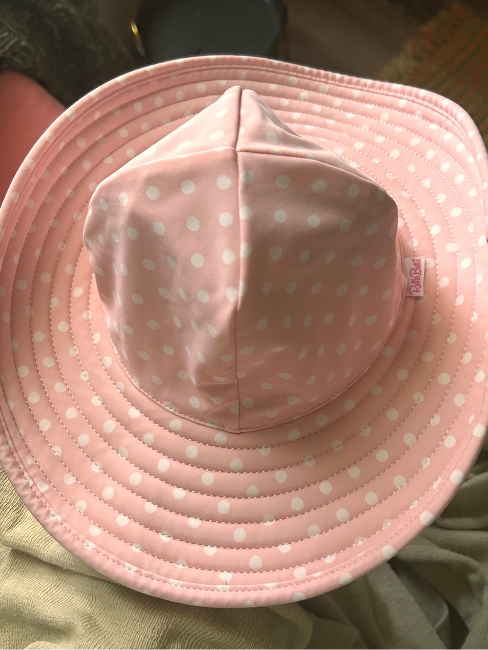 Ruffle Butts Pink and White Polka Dot Sun Hat